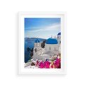 Plakat w ramie 30x40 - Perspektywa na Santorini - Santorini, perspektywa - rama biała