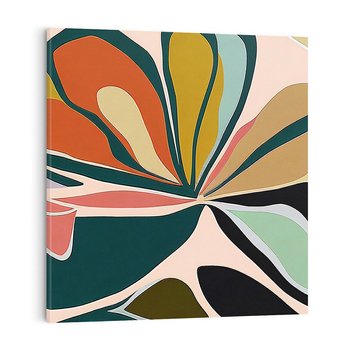 Obraz na płótnie 50x50 - Kolory Ziemi - olejny obraz, abstrakcja w kształcie kwiatu