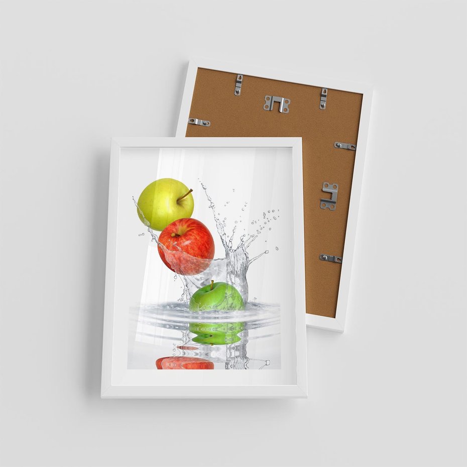 Plakat w ramie 30x40 - Jabłkowa Fantazja - owoce, jabłka - rama biała