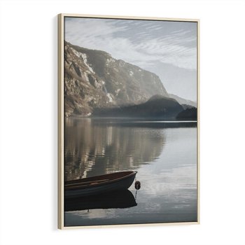 Obraz w ramie 70x100 - Refleksje Natury - morze, łódka - rama drewno