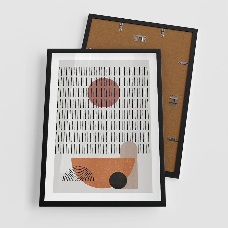 Plakat w ramie 50x70 - Symetria w Stylu Mid-Century - minimalistyczny obraz, mid-century styl - rama czarna