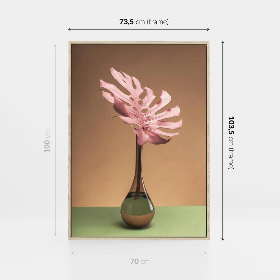 Obraz w ramie 70x100 - Wyjątkowy monstera - monstera, liść - rama drewno