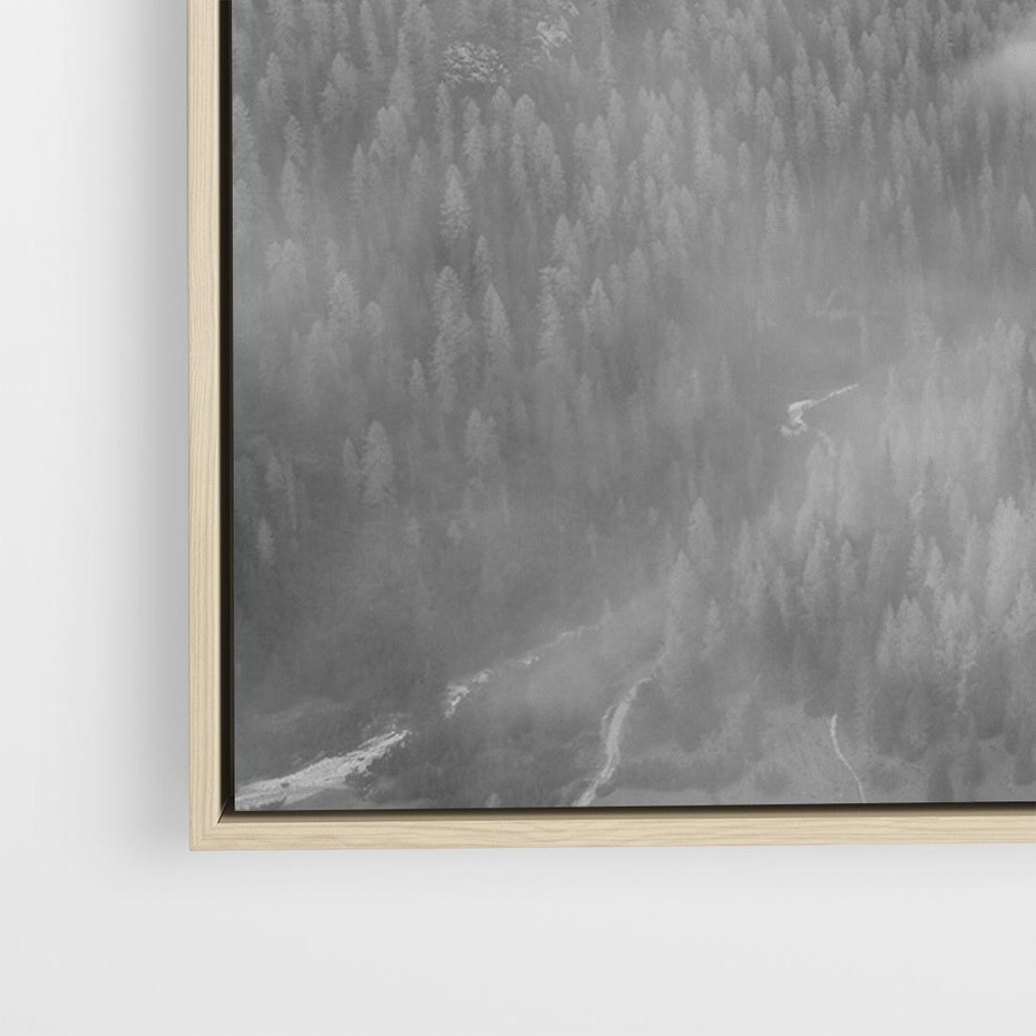 Obraz w ramie 120x80 - Szare Góry - zamglony krajobraz, las - rama drewno
