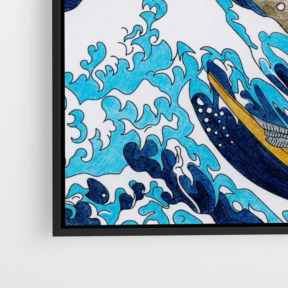 Obraz w ramie 70x100 - Wzburzone Morze - wielka fala w kaganawie, Hokusai - rama czarna