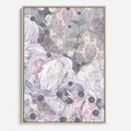 Obraz w ramie 80x120 - Malowane oddechy istnienia - pomieszane tekstury, kwiatowe elementy - rama drewno