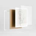 Plakat w ramie 40x50 - Jedna Linia, Dwie Twarze - minimalistyczny plakat, dwie twarze - rama biała