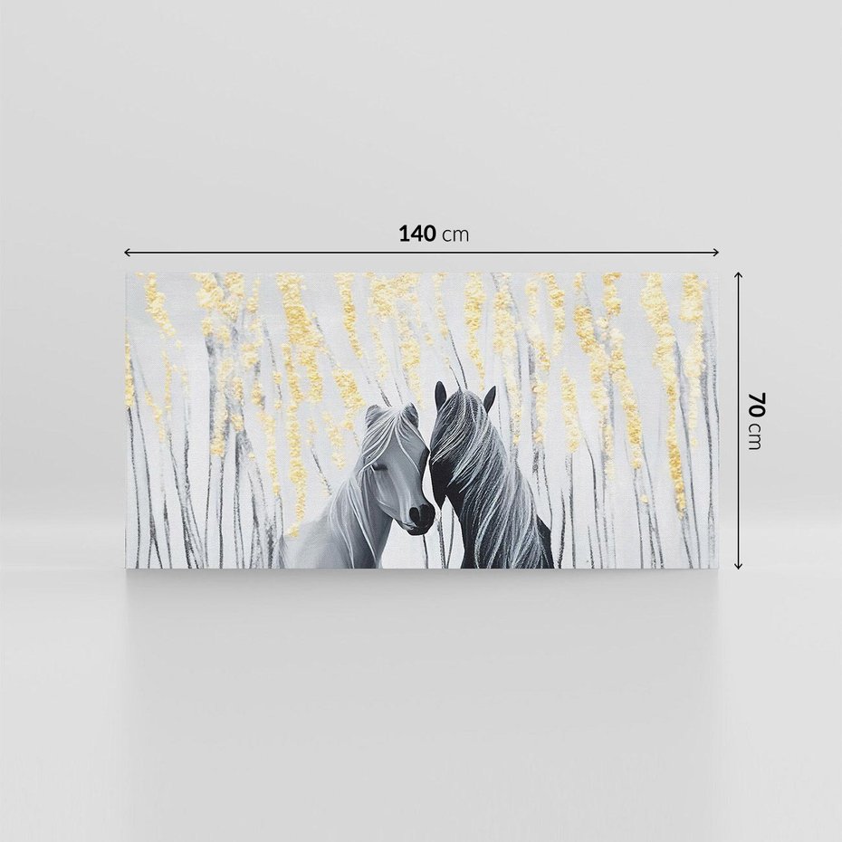 Obraz na płótnie 140x70 - Boho Marzenie - nowoczesna grafika, białe konie