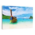 Obraz na płótnie 70x50 - Rajska Plaża Tajlandii: Spotkanie z Naturą - Tajlandia, łódź