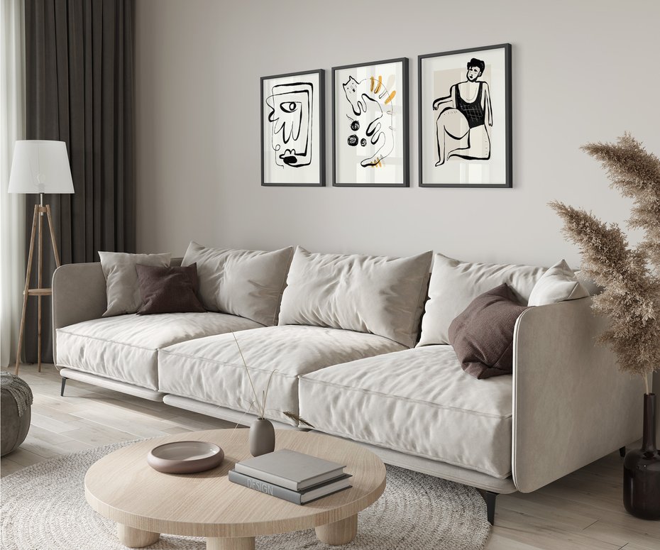 Zestaw obrazy w ramie 50x70 galeria - Abstrakcja, jak, Picasso, nowoczesny - rama czarna