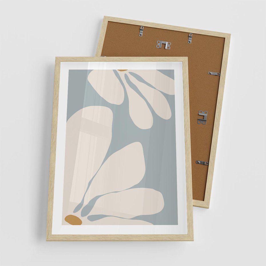 Plakat w ramie 50x70 - Pastelowe Marzenia Kwiatów - kwiaty, nowoczesne i minimalistyczne - rama drewno