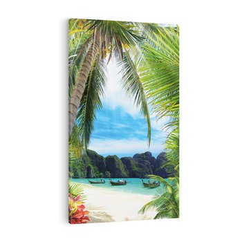 Obraz na płótnie 80x120 - Palmy tańczące na tropikalnej plaży - palmy, plaża