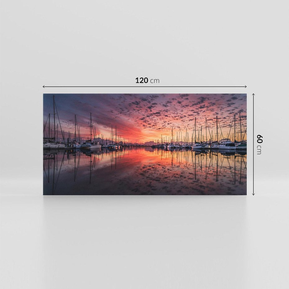 Obraz na płótnie 120x60 - Morze, fale i skały - zachód słońca,