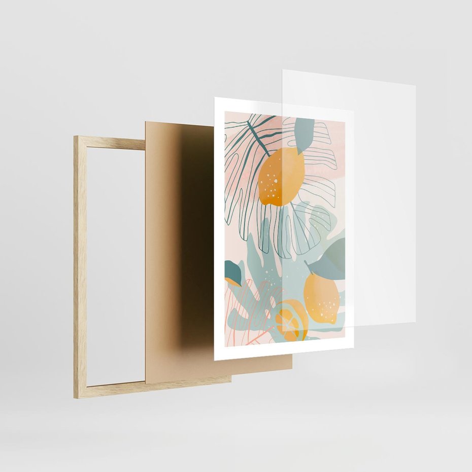 Plakat w ramie 50x70 - Świeżość Natury - plakat, nowoczesna grafika - rama drewno