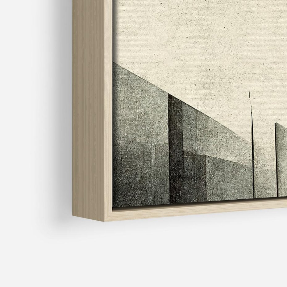 Obraz w ramie 70x50 - Mroczne Wieżowce - postarzana grafika, perspektywa budynków wieżowców - rama drewno