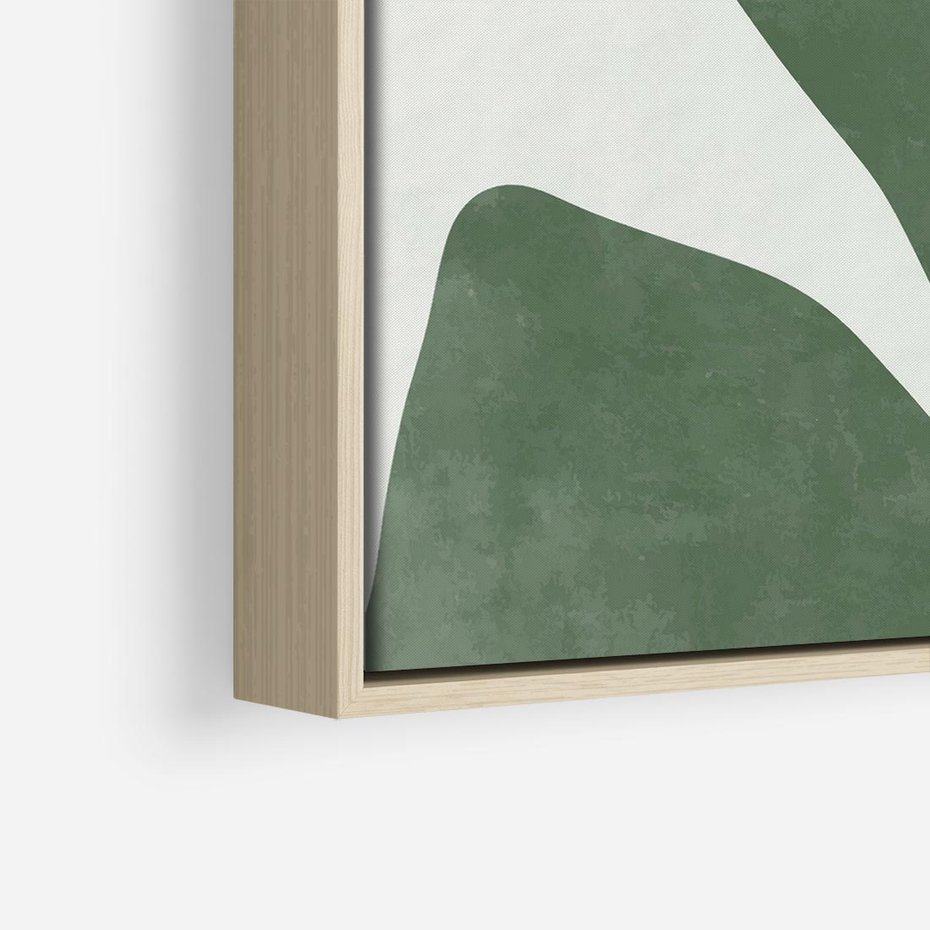 Obraz w ramie 80x80 - Oaza Harmonii - abstrakcyjny kształt, zielony plakat - rama drewno