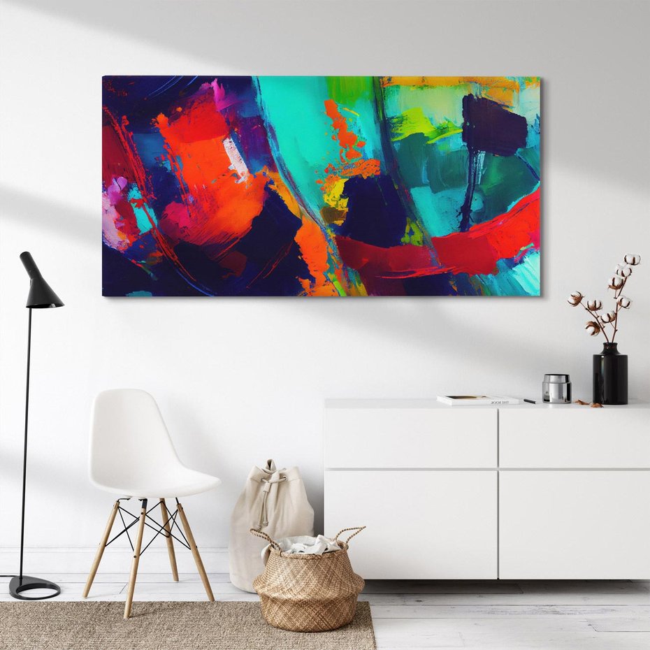 Obraz na płótnie 140x70 - Abstrakcyjne wizje czasu - żywe radosne kolory, plamy kolory