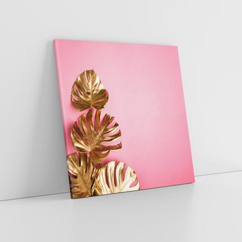 Obraz na płótnie 70x70 - Luksusowa Elegancja - złote, liście