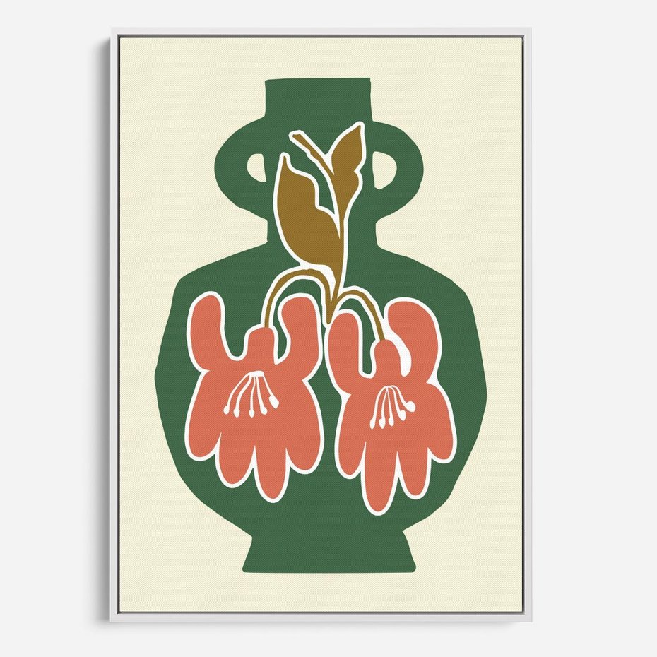 Obraz w ramie 50x70 - Kreatywne Impulsy - boho styl, wazon - rama biała