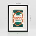 Plakat w ramie 30x40 - Oryginalny obraz abstrakcyjny w nowoczesnym stylu. Geometryczne akwarelowe kształty w intensywnych odcieniach zieleni i pomarańczu. Doskonała dekoracja dla miłośników sztuki. - abstrakcyjny obraz, sztuka nowoczesna - rama czarna