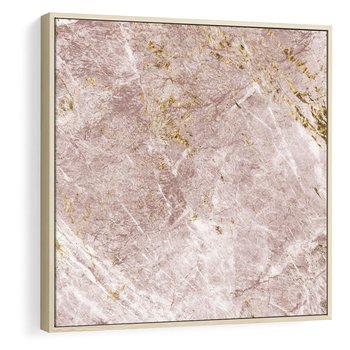 Obraz w ramie 50x50 - Wyjątkowa Stylizacja - marmur, złoto - rama drewno