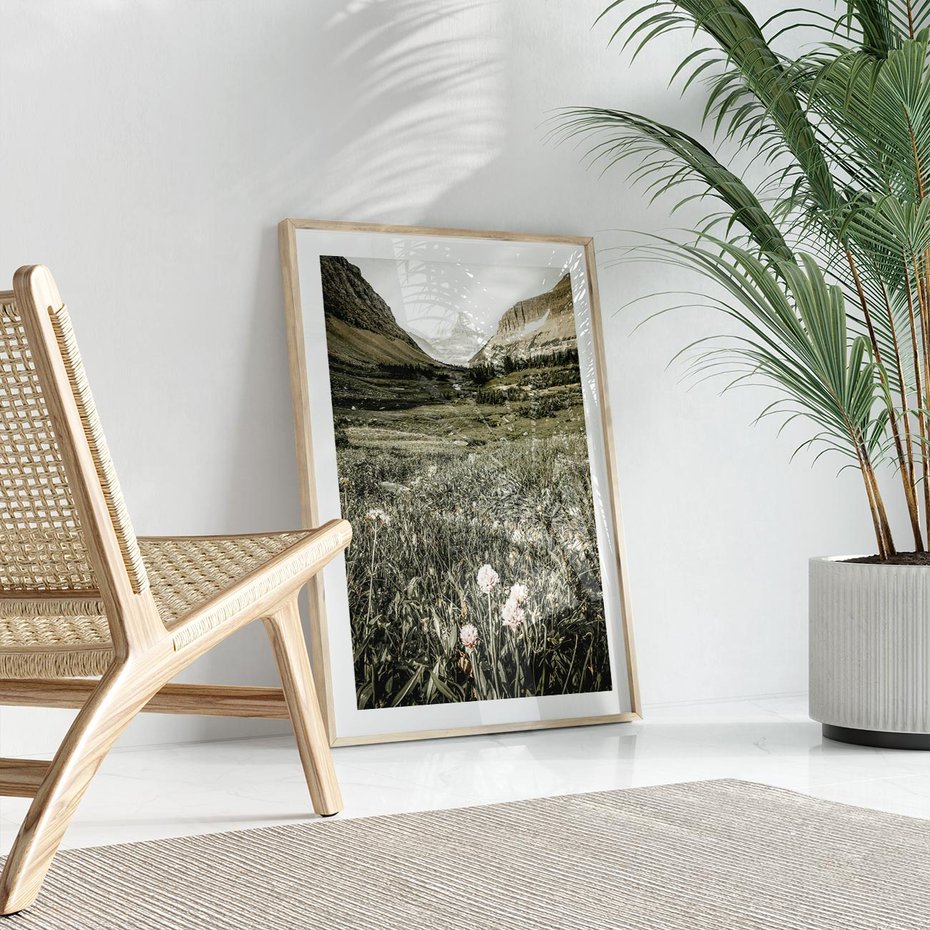 Plakat w ramie 40x50 - Nostalgiczne Góry - górski krajobraz, łaka w górach - rama drewno