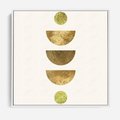 Obraz w ramie 50x50 - Harmonijne Odbicia - geometryczne złote kształty, tekstura - rama biała