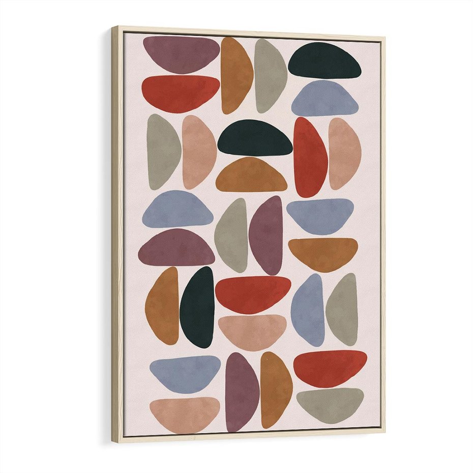 Obraz w ramie 70x100 - Kolorowe Echo Boho - abstrakcyjny obraz, geometryczna kompozycja - rama drewno