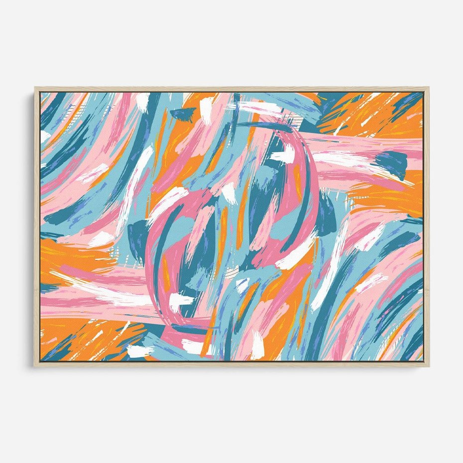 Obraz w ramie 100x70 - Refleksje w krainie abstrakcji - abstrakcja, energiczne pociągnięcia pędzla - rama drewno