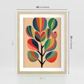 Plakat w ramie 40x50 - Harmonia Rozplątanych Form - abstrakcyjny kolorowy tęczowy obraz, inspiracje roślinne - rama drewno