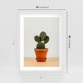 Plakat w ramie 30x40 - Kwiatowy taniec kaktusa - kaktus, kwiat - rama biała