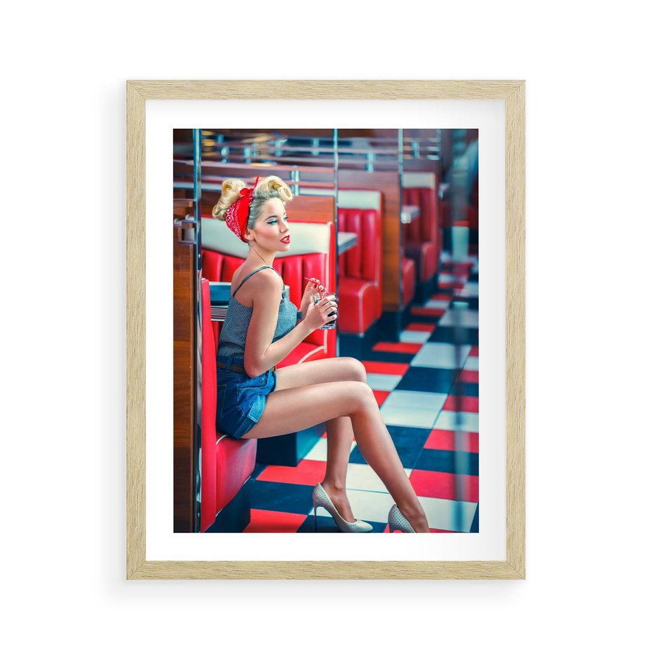 Plakat w ramie 40x50 - Stylowa Elegancja - retro, pinup - rama drewno