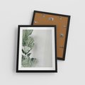 Plakat w ramie 40x50 - Minimalistyczna Harmonia: Zieleń Liści - zieone liście, kompozycja - rama czarna