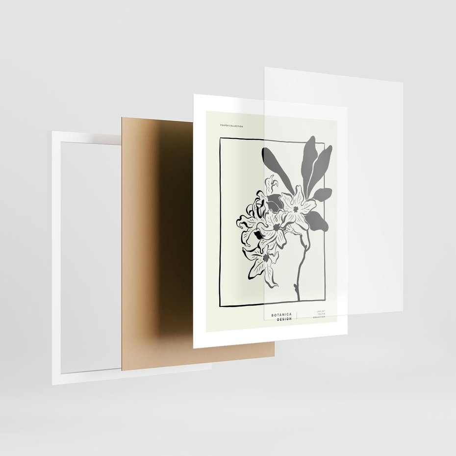 Plakat w ramie 40x50 - Kwiatowe przestrzenie - kwiat, grafika - rama biała