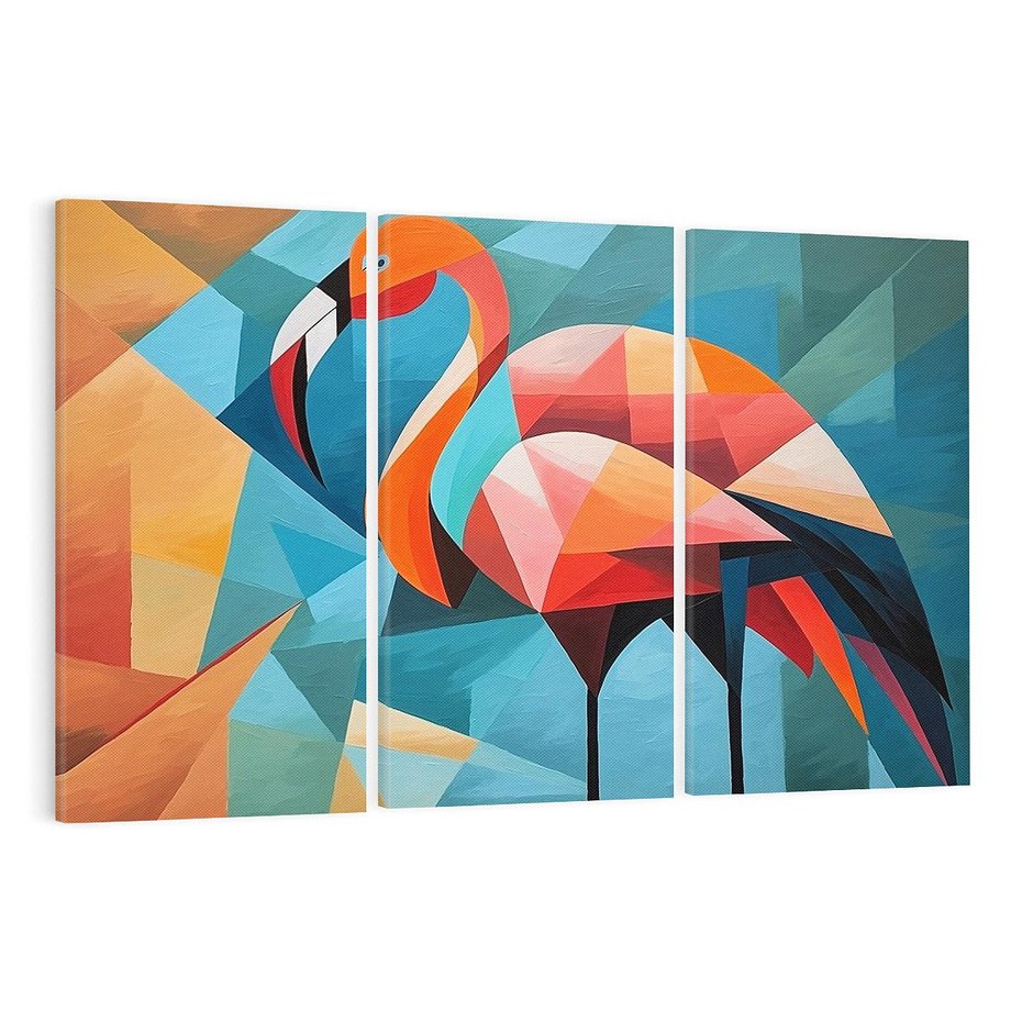 Obraz na płótnie 120x80 - Flamingo - postać flaminga, kubizm