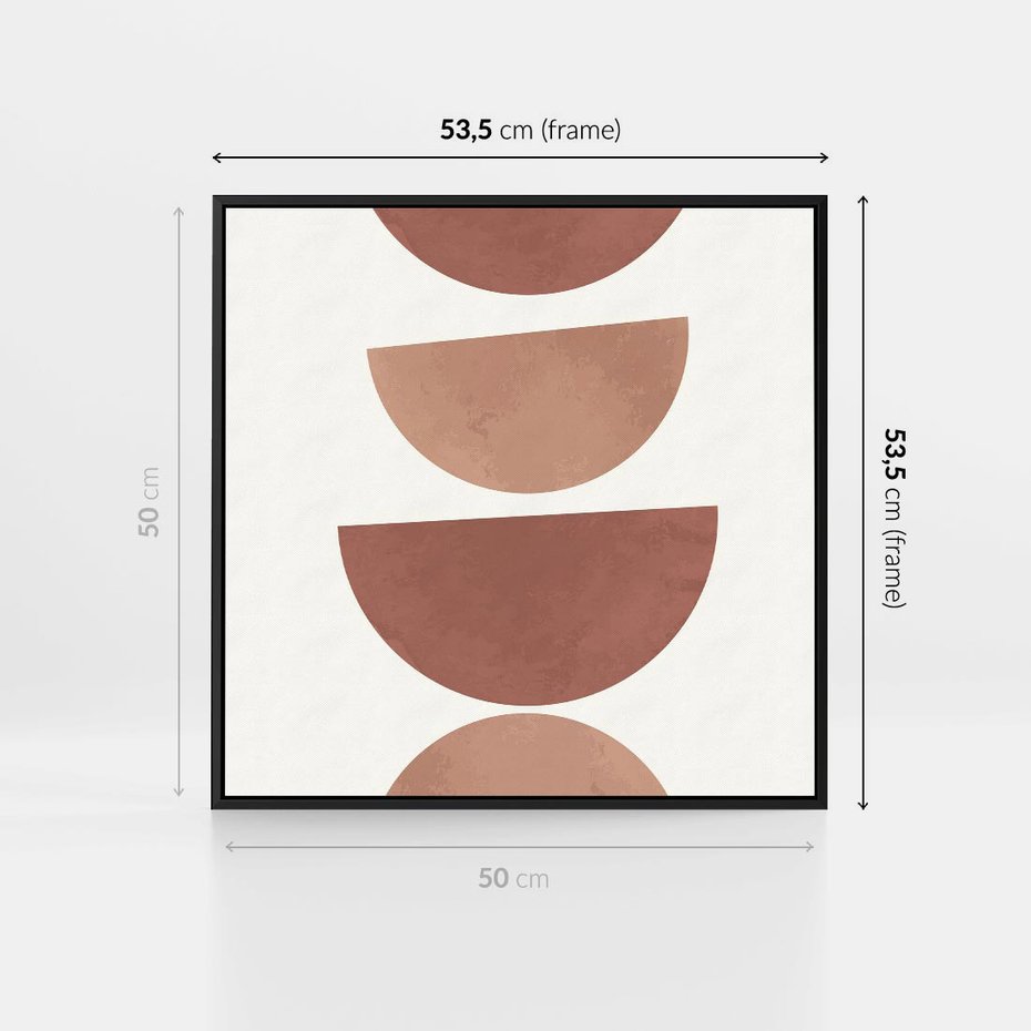 Obraz w ramie 50x50 - Abstrakcyjne Widzenia - abstrakcyjne geometryczne kształty, odcienie brązu i beżu - rama czarna