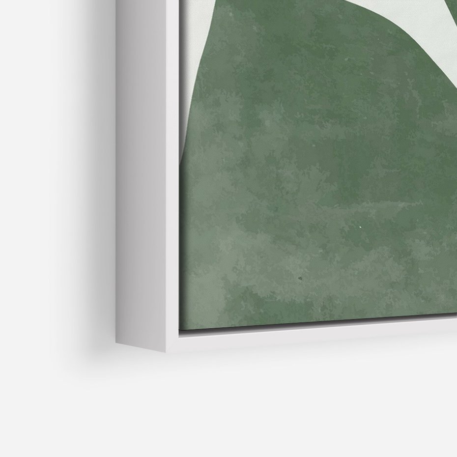 Obraz w ramie 70x100 - Oaza Harmonii - abstrakcyjny kształt, zielony plakat - rama biała