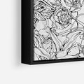 Obraz w ramie 50x70 - Refleksje w martwym punkcie - graficzny szkic, kompozycja kwiatów - rama czarna