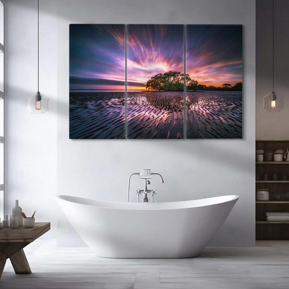 Obraz na płótnie 120x80 - Spokojne jezioro, fale, woda - jezioro, wyspa