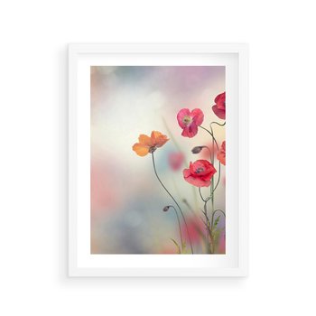 Plakat w ramie 40x50 - Urok natury - kwiaty, akwarela - rama biała