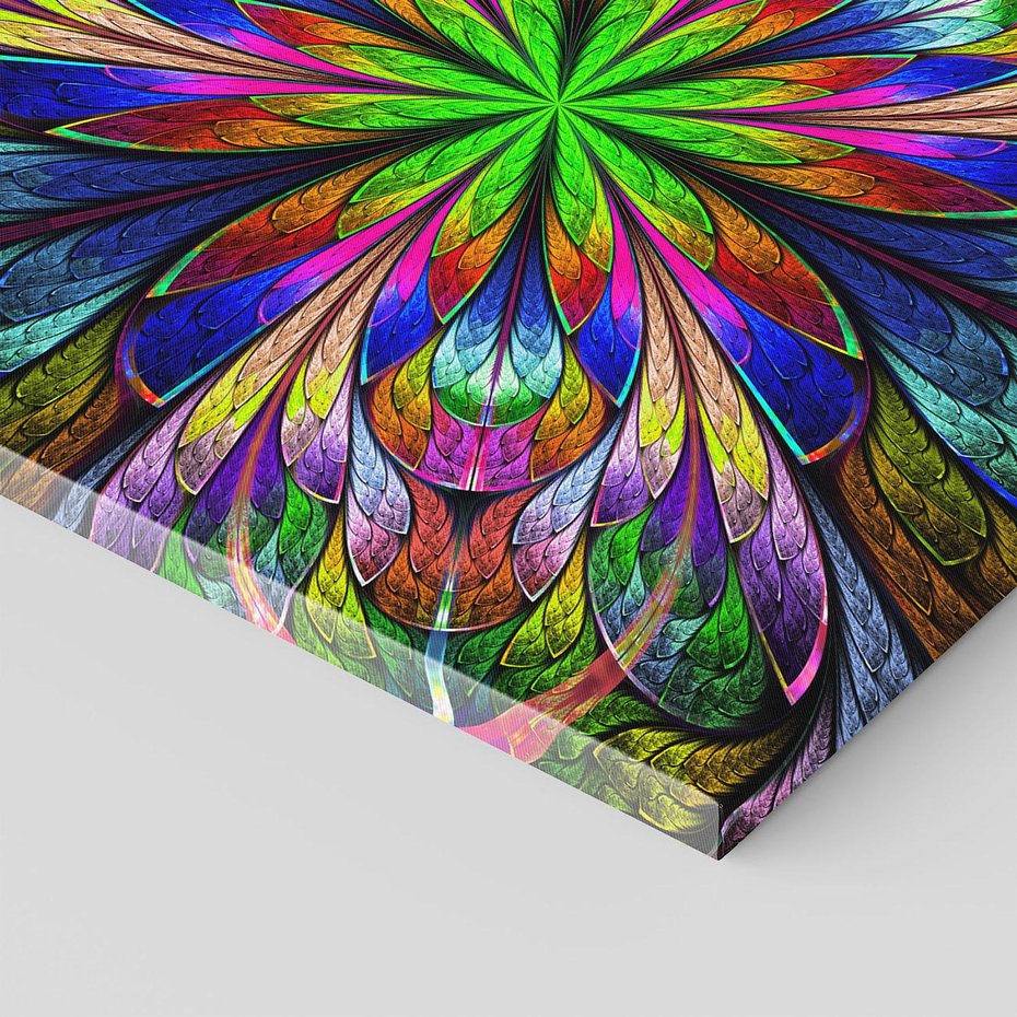 Obraz na płótnie 40x40 - Witrażowa magia na płótnie - witraż, sztuka