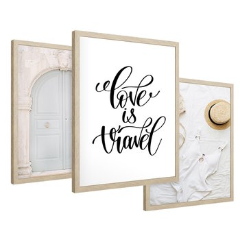 Zestaw obrazy w ramie 50x70 galeria - Podróże, wakacje, typografia, Włochy - rama drewno