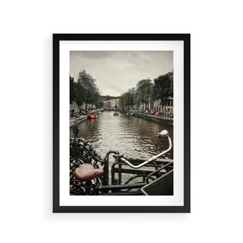 Plakat w ramie 50x70 - Miasto na Wodzie - holenderskie kanały, amsterdam - rama czarna