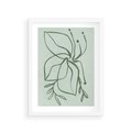 Plakat w ramie 30x40 - Energetyczne Odrodzenie Natury - abstrakcyjne delikatne zielone linie, podobne do gałęzi kwiatów - rama biała