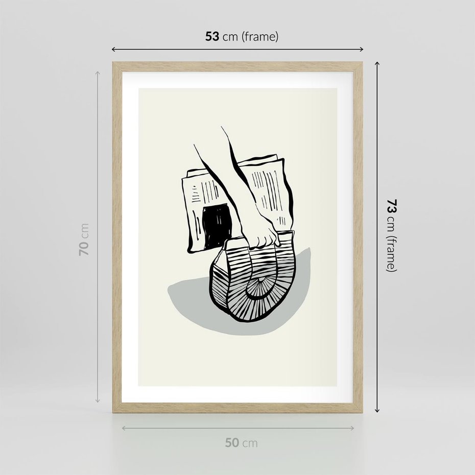 Plakat w ramie 50x70 - Szkicowe Gazetowe Inspiracje - grafika, szkic - rama drewno