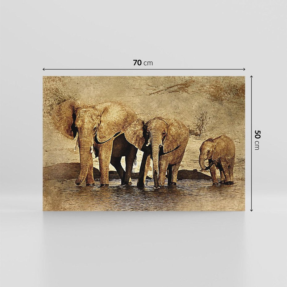 Obraz na płótnie 70x50 - Sztuka abstrakcyjna: Słonie - słonie, sztuka