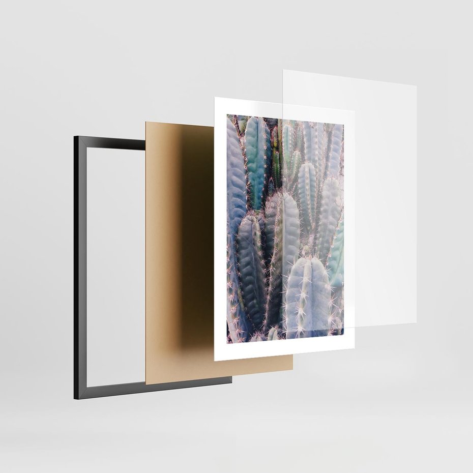 Plakat w ramie 30x40 - Kaktusowy Raj - kaktusy, dużo kaktusów - rama czarna