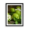 Plakat w ramie 50x70 - Jabłkowa kolorystyka - jabłka, owoce - rama czarna