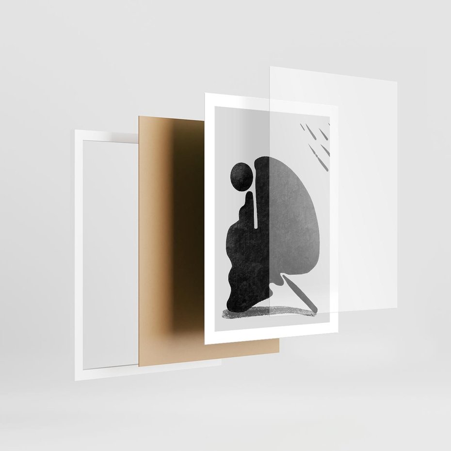 Plakat w ramie 50x70 - Abstrakcyjna Japońska Sztuka - abstrakcja, sztuka japońska - rama biała