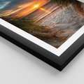 Plakat w ramie 30x40 - Magia zachodu słońca na plaży - zachód, słońca - rama czarna