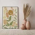 Obraz w ramie 70x100 - Beżowo i Roślinnie - nowoczesny plakat, roślinność - rama czarna